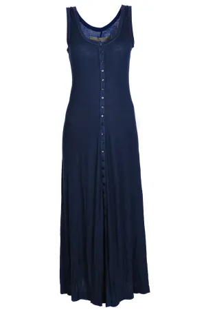 ENZA COSTA SILK BUTTON Blue Tank Dress