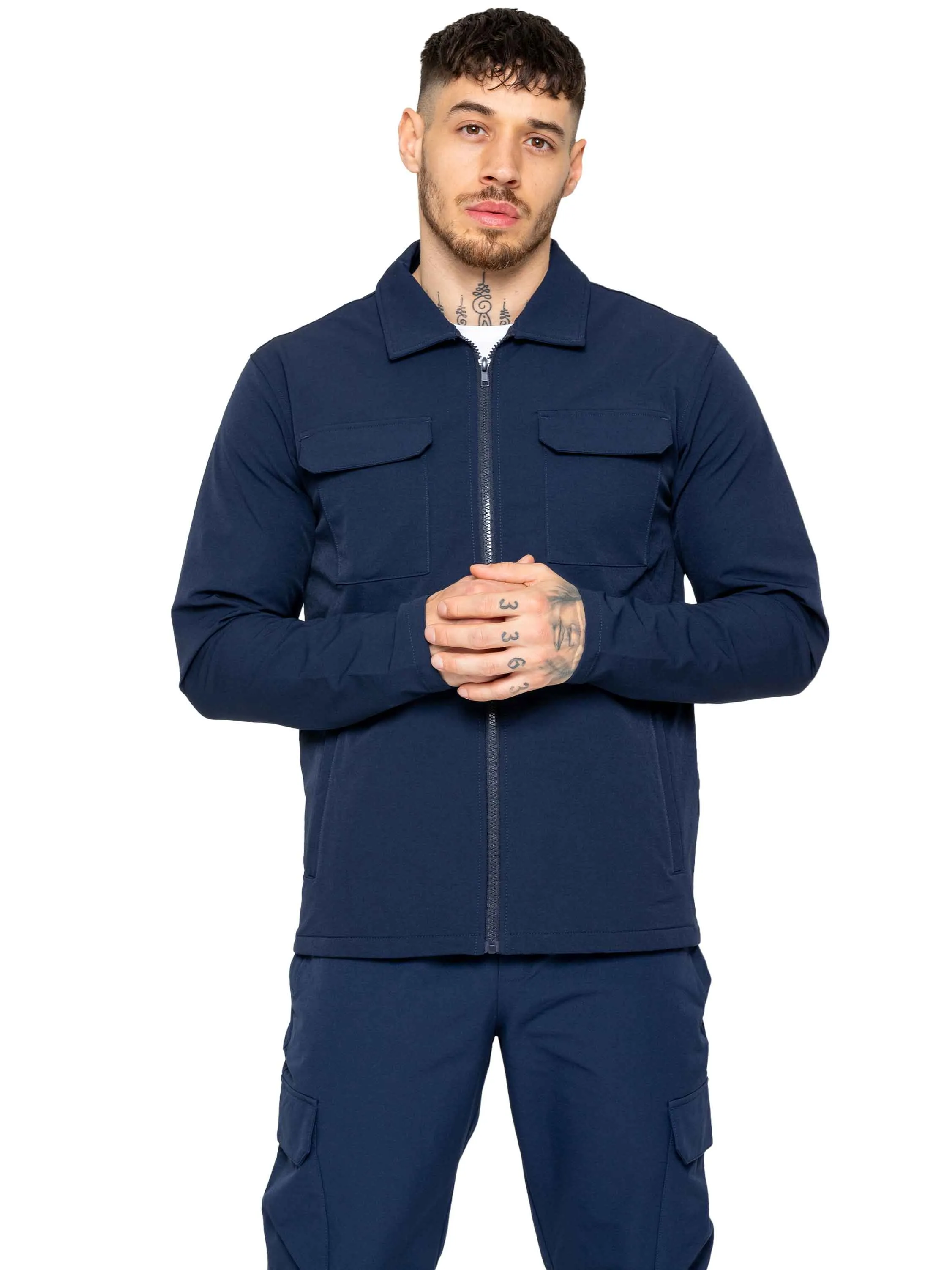 Enzo | Mens Cargo Shacket Tracksuit Set