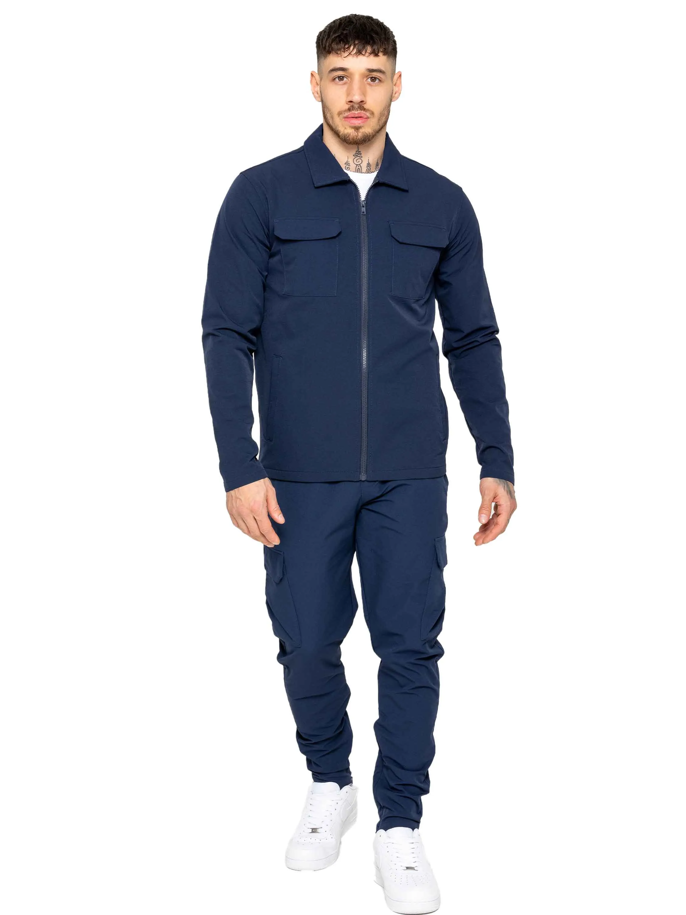 Enzo | Mens Cargo Shacket Tracksuit Set