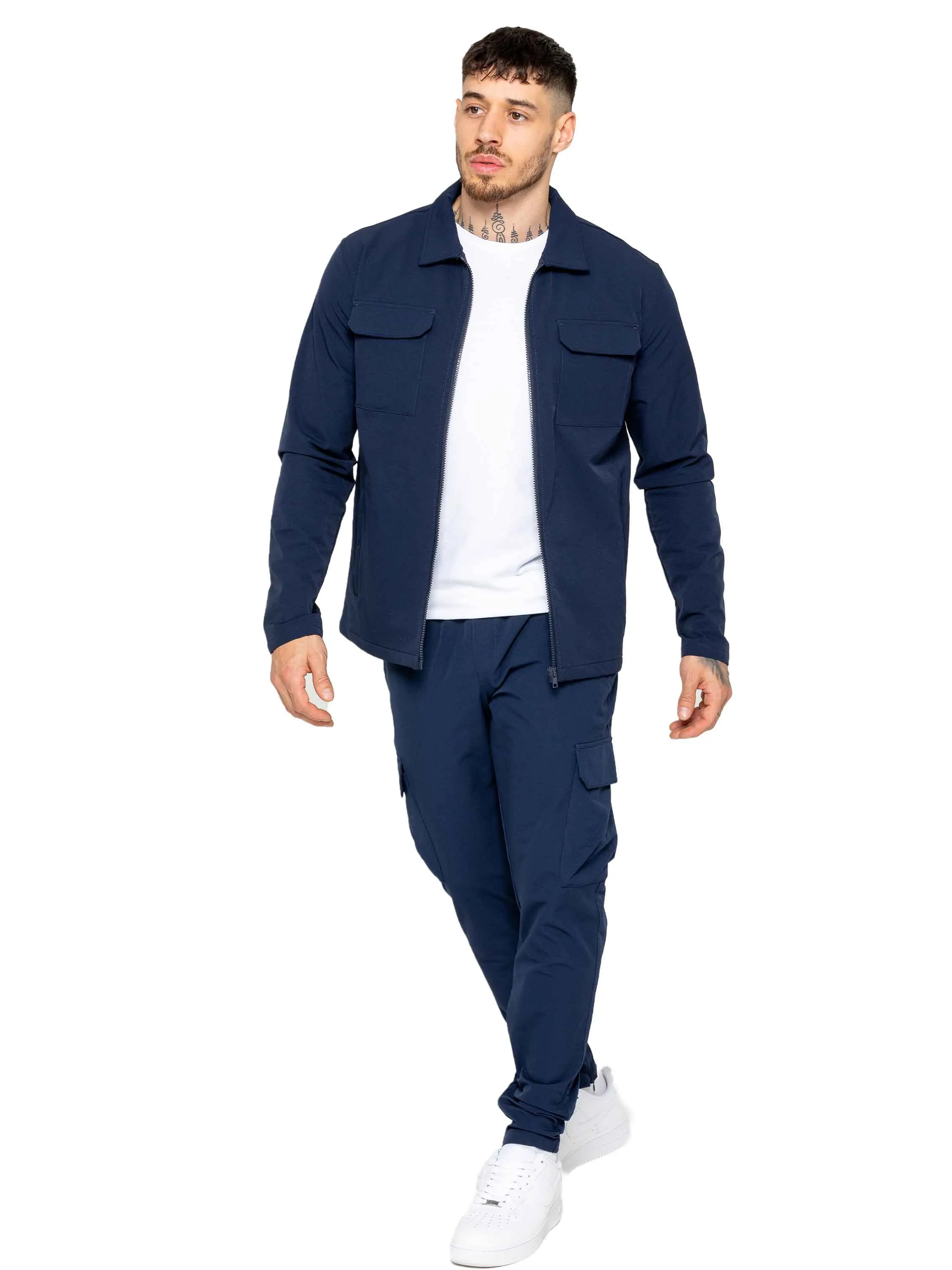 Enzo | Mens Cargo Shacket Tracksuit Set