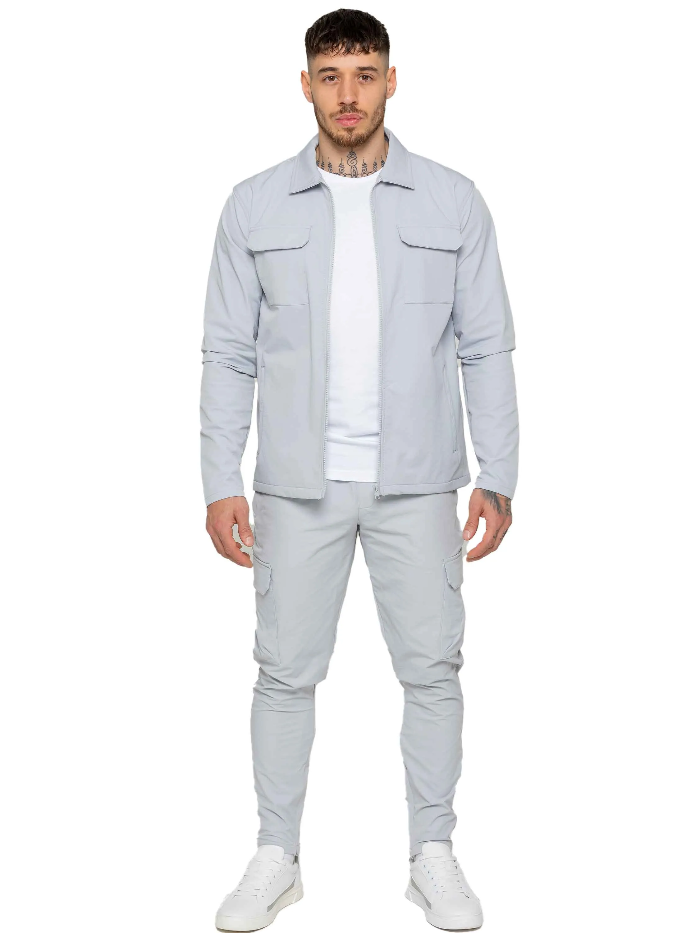 Enzo | Mens Cargo Shacket Tracksuit Set