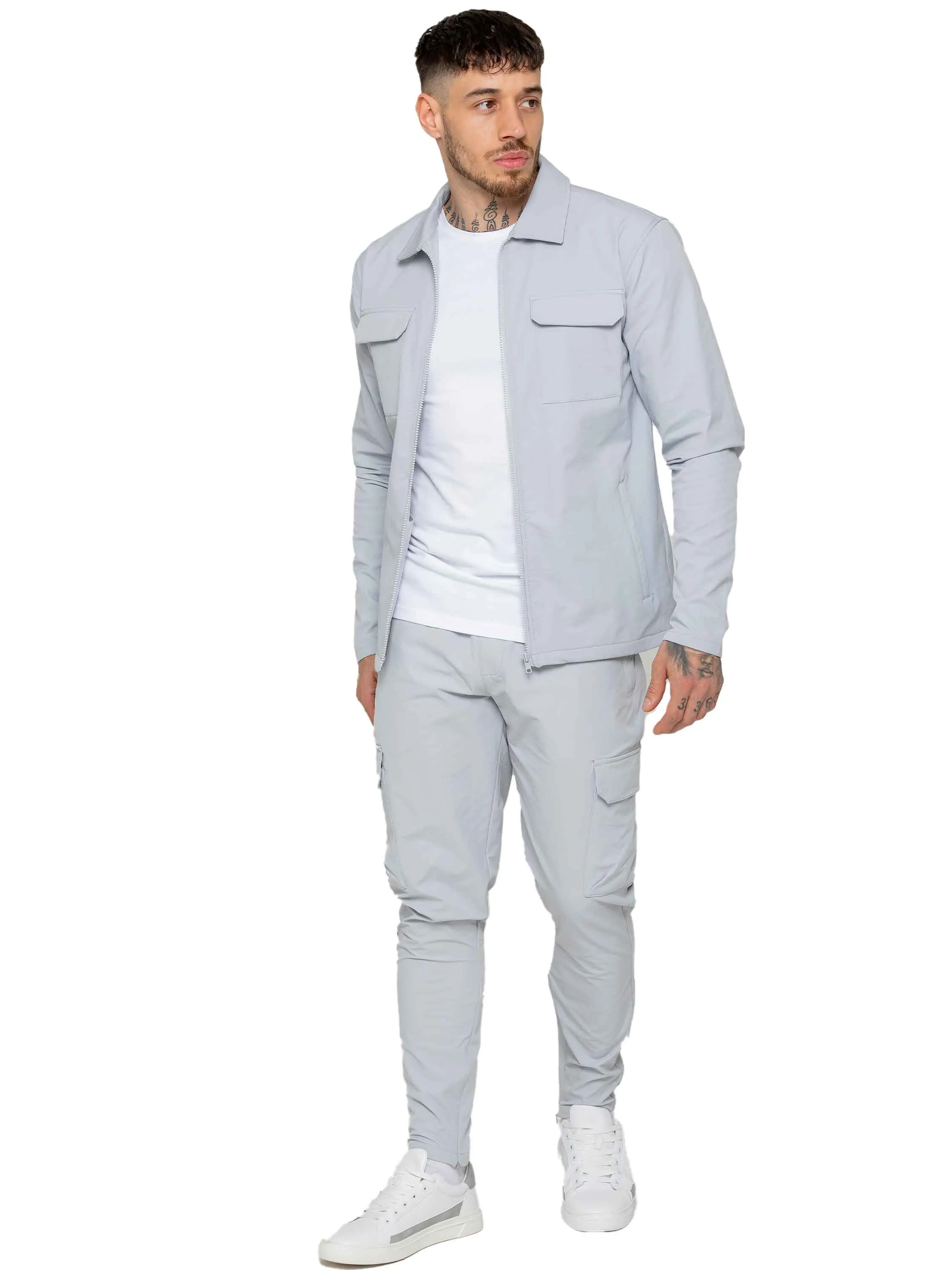 Enzo | Mens Cargo Shacket Tracksuit Set