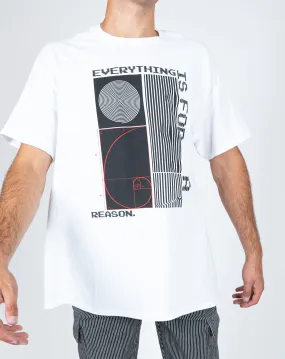 EVERYTHING HAPPENS FOR A REASON' Printed White T-Shirt