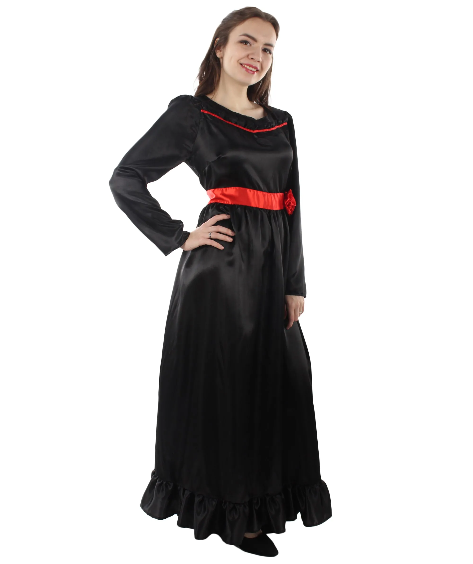 Evil Doll | Multi Color Options Long Maxi Dress in Satin-Feel | Premium Horror Halloween Costume