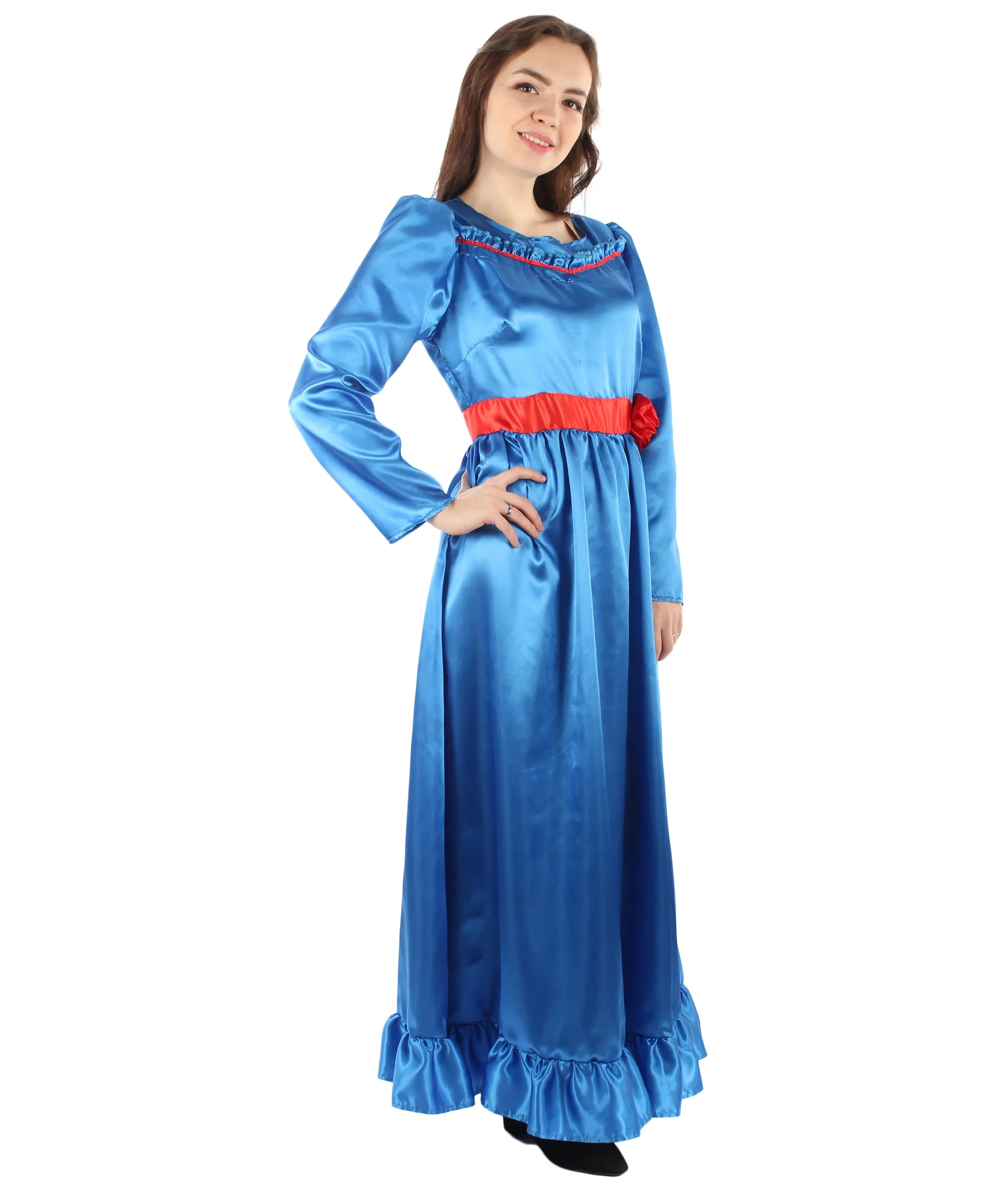 Evil Doll | Multi Color Options Long Maxi Dress in Satin-Feel | Premium Horror Halloween Costume