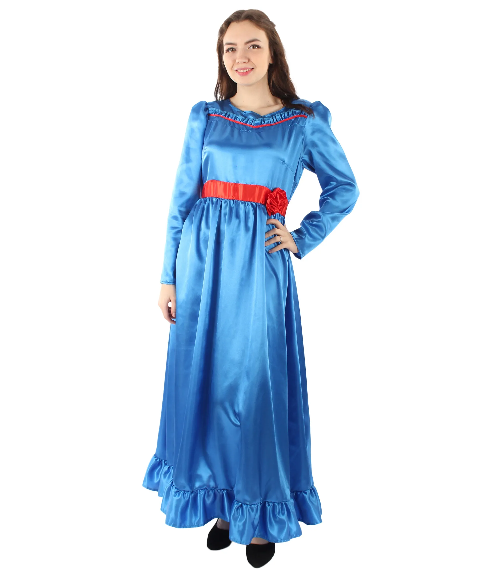 Evil Doll | Multi Color Options Long Maxi Dress in Satin-Feel | Premium Horror Halloween Costume