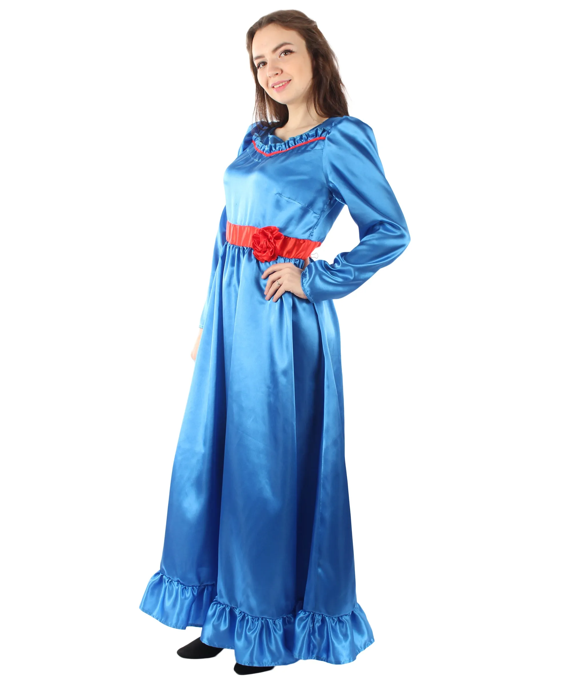 Evil Doll | Multi Color Options Long Maxi Dress in Satin-Feel | Premium Horror Halloween Costume