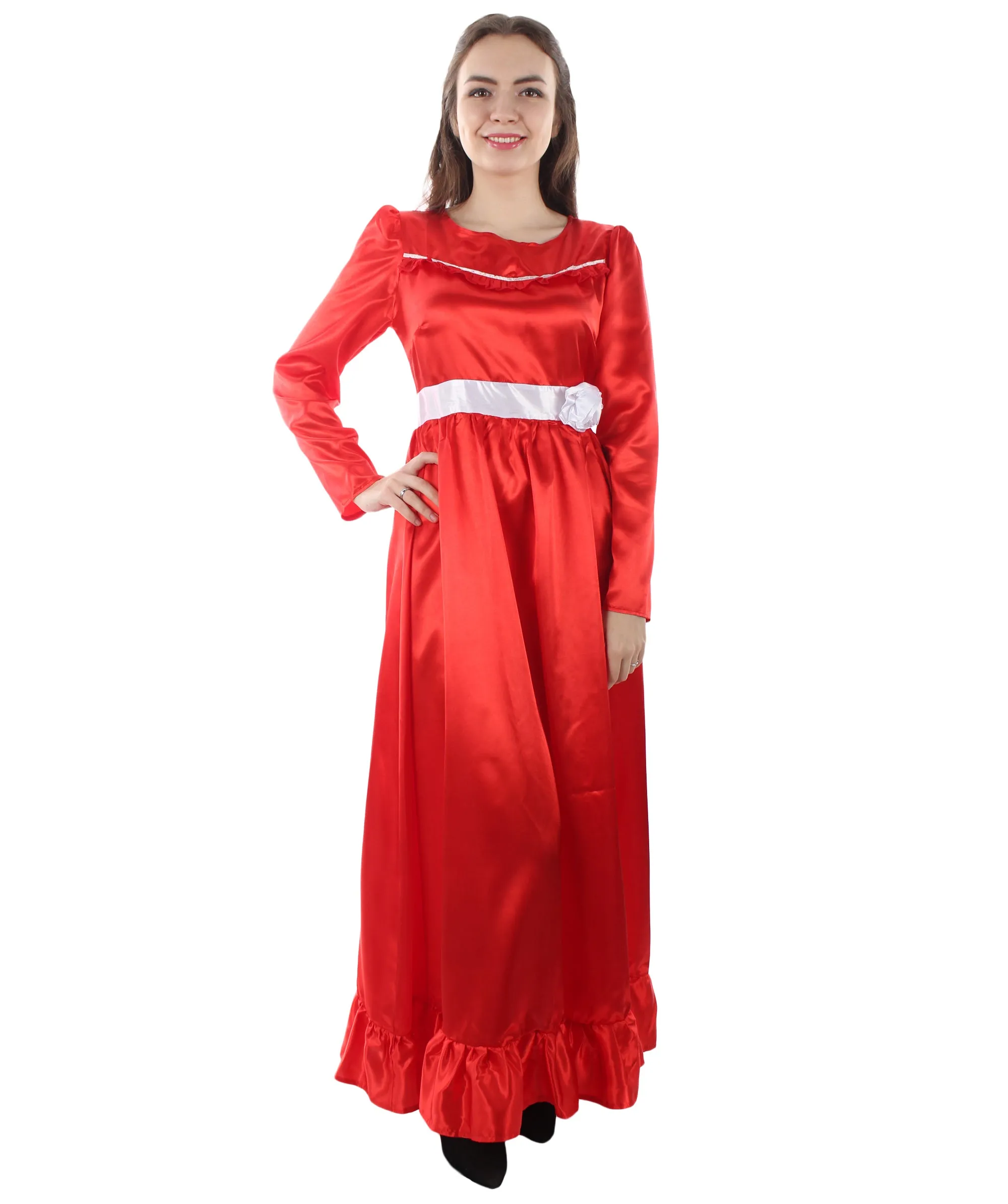 Evil Doll | Multi Color Options Long Maxi Dress in Satin-Feel | Premium Horror Halloween Costume