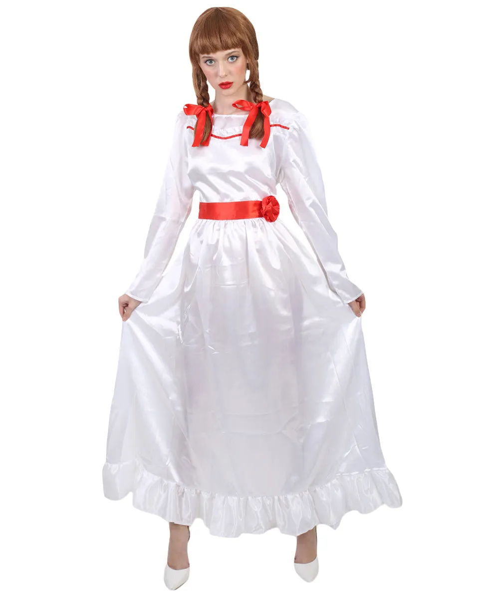 Evil Doll | Multi Color Options Long Maxi Dress in Satin-Feel | Premium Horror Halloween Costume