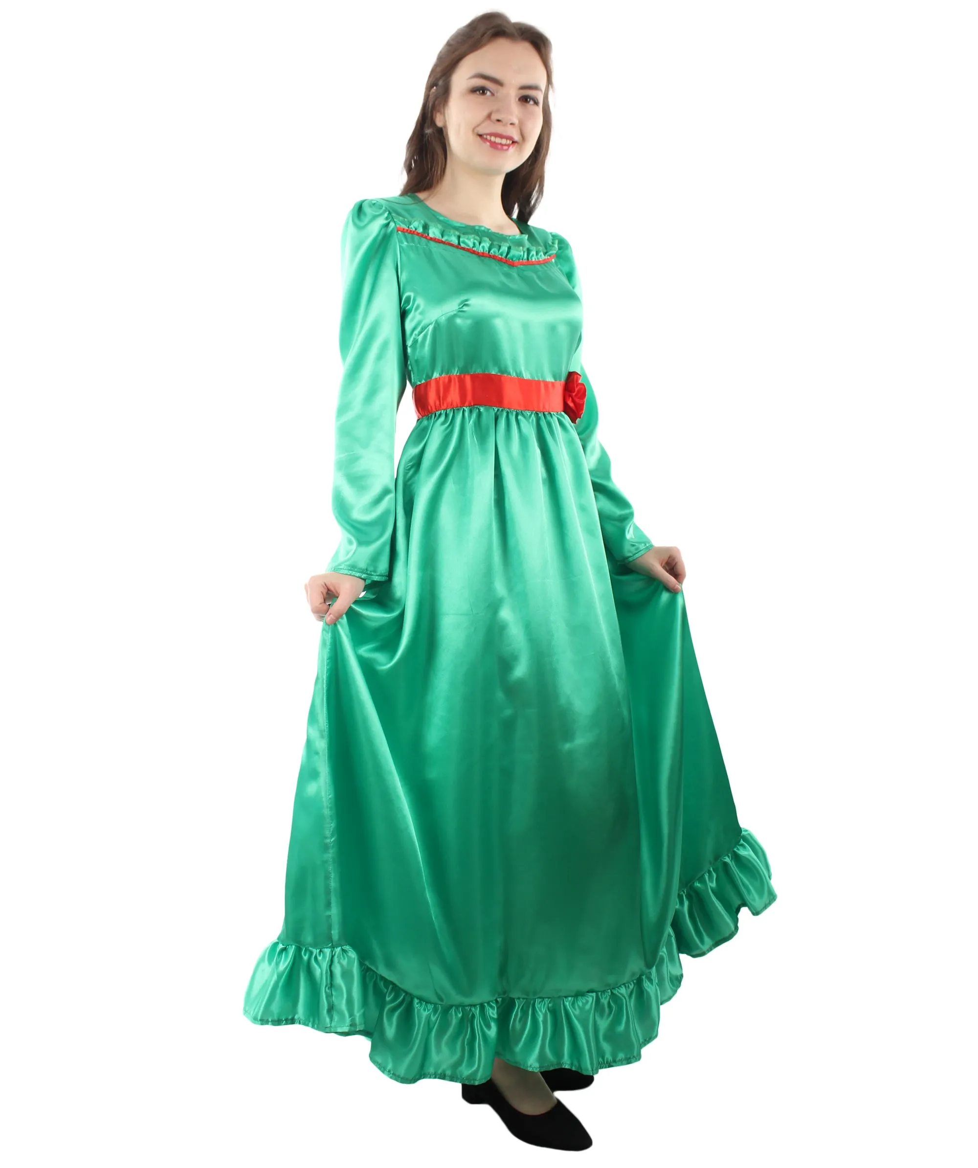 Evil Doll | Multi Color Options Long Maxi Dress in Satin-Feel | Premium Horror Halloween Costume