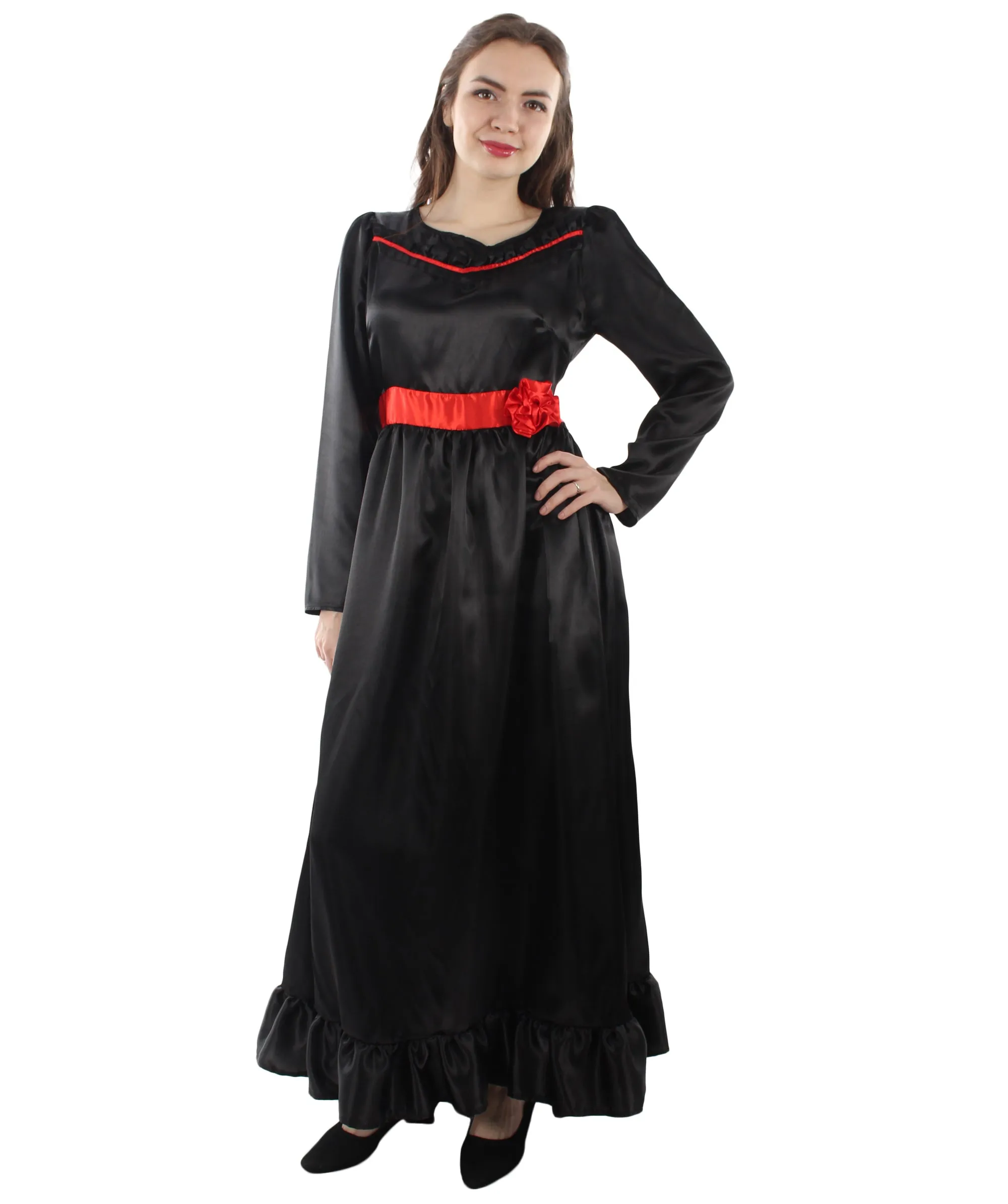 Evil Doll | Multi Color Options Long Maxi Dress in Satin-Feel | Premium Horror Halloween Costume