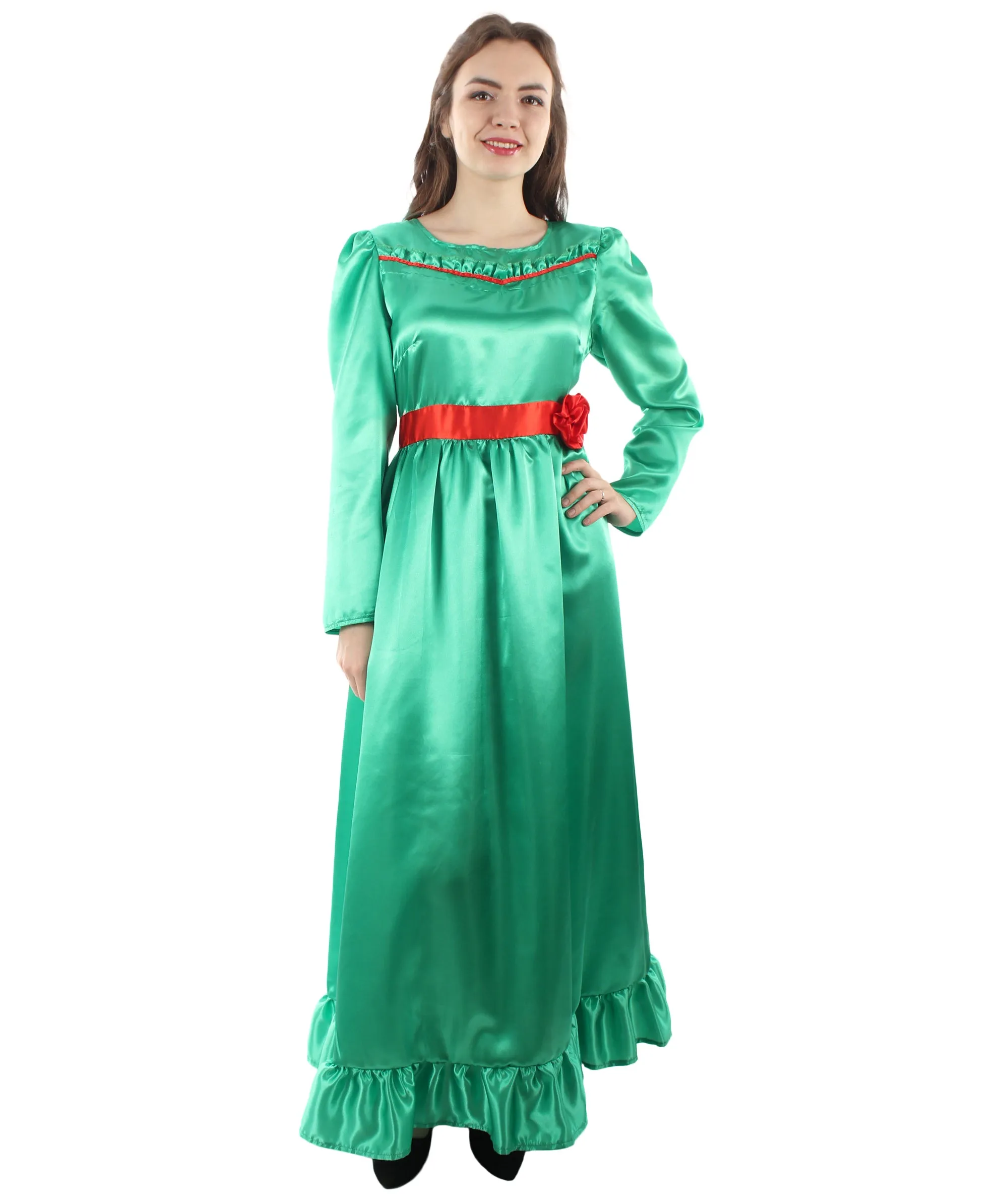 Evil Doll | Multi Color Options Long Maxi Dress in Satin-Feel | Premium Horror Halloween Costume