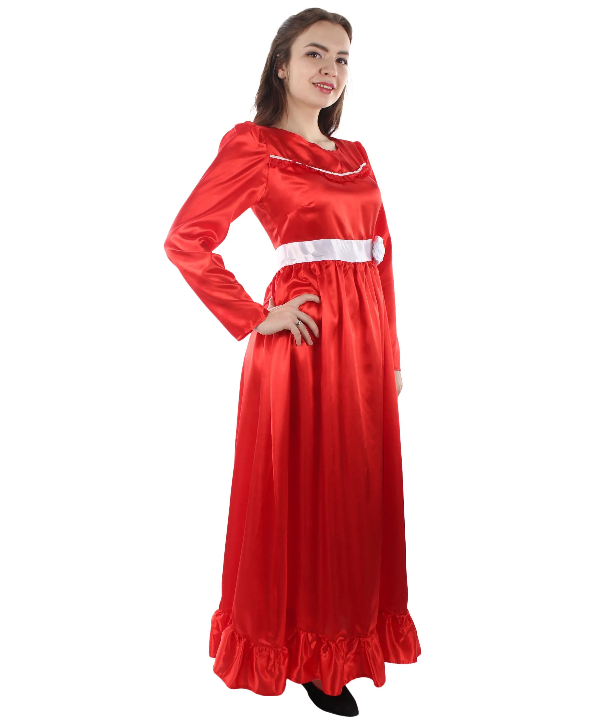 Evil Doll | Multi Color Options Long Maxi Dress in Satin-Feel | Premium Horror Halloween Costume