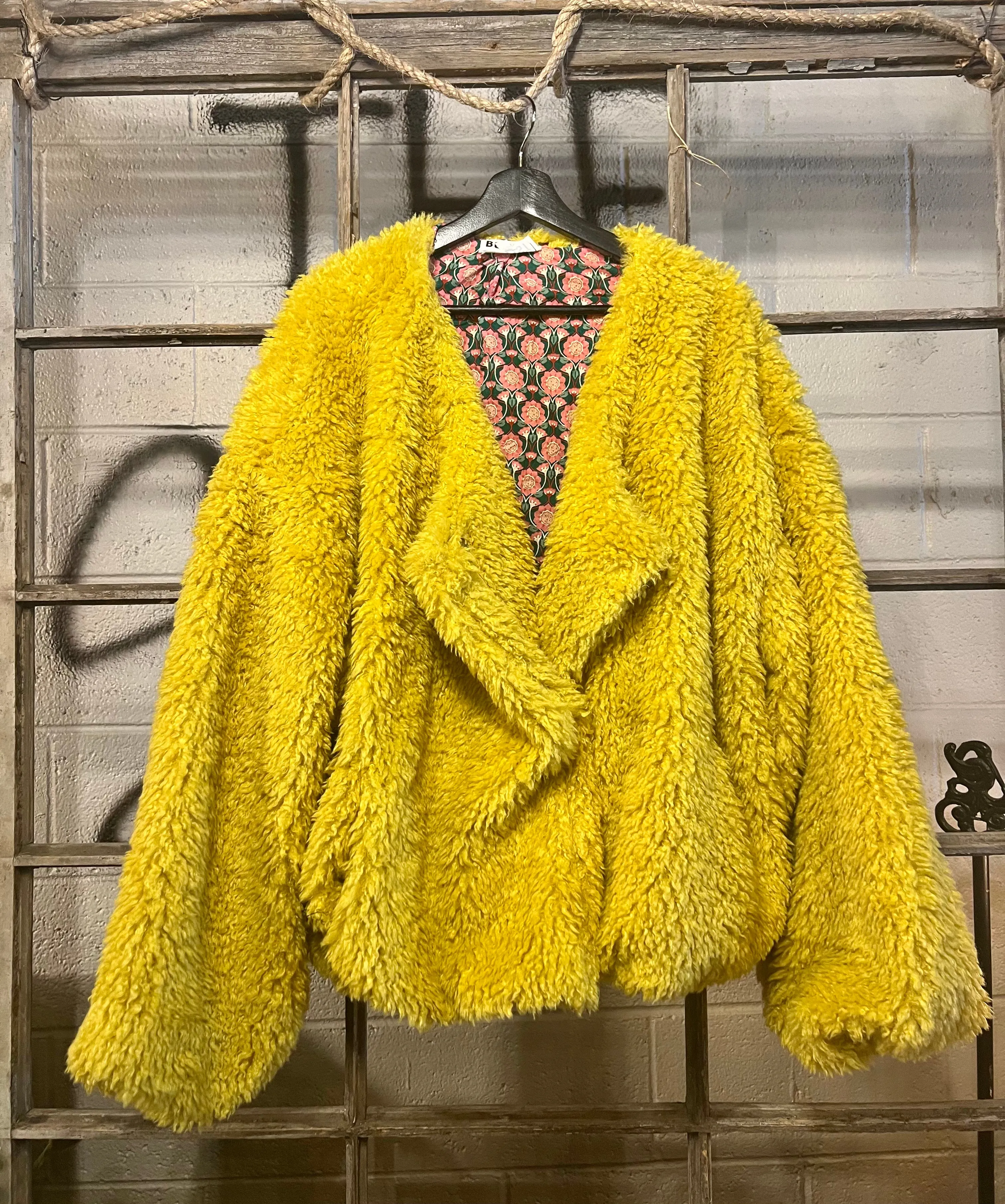 Faux Fur Coat-Mustard