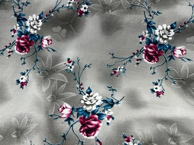 Floral Silhouette - Clearance Printed Crepe