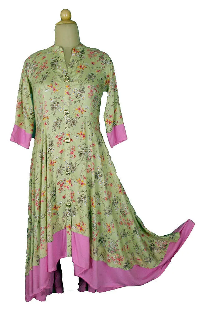 Full Length Rayon Flared Maxi Dress in S M L XL