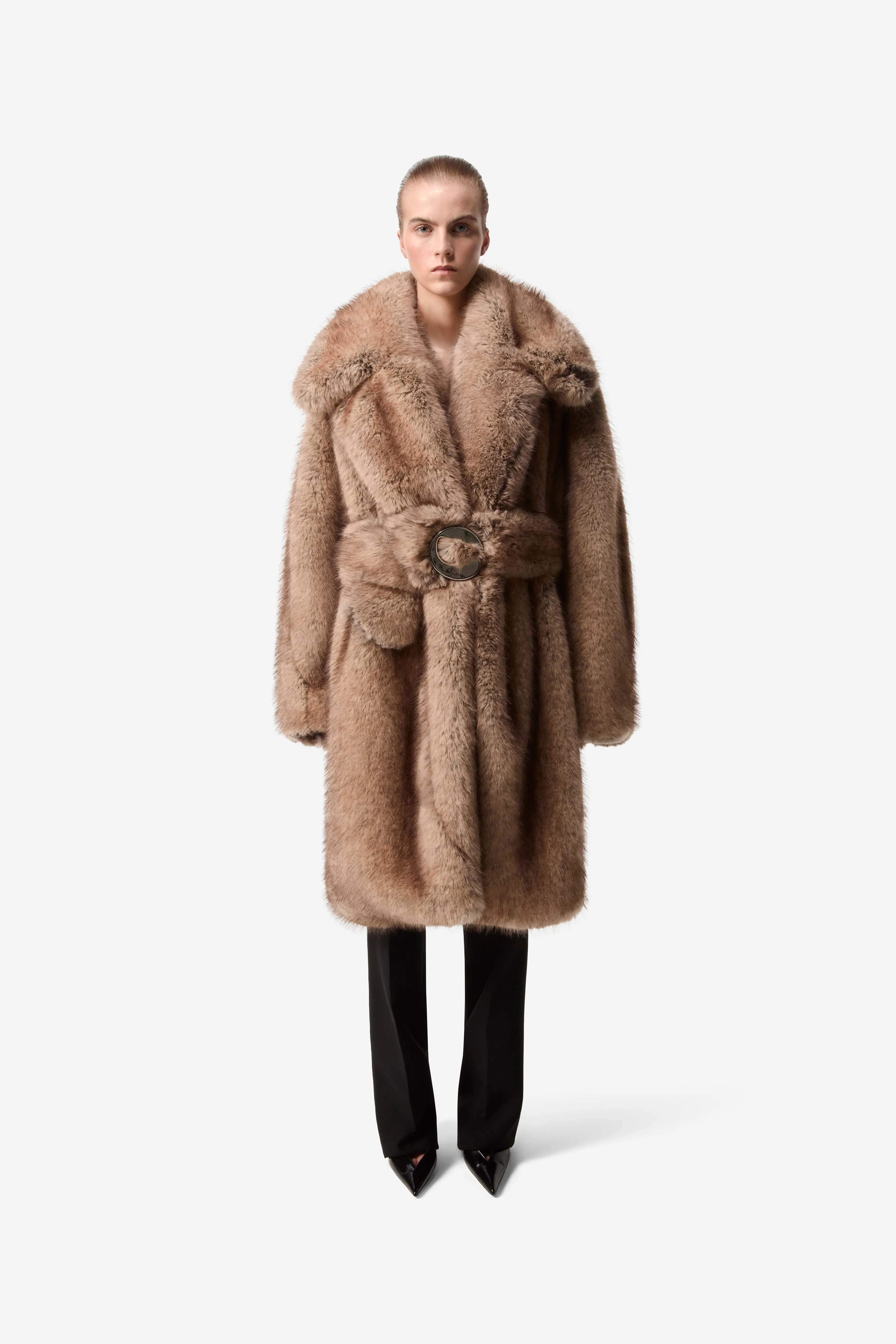 Fur Oversized Belted Coat