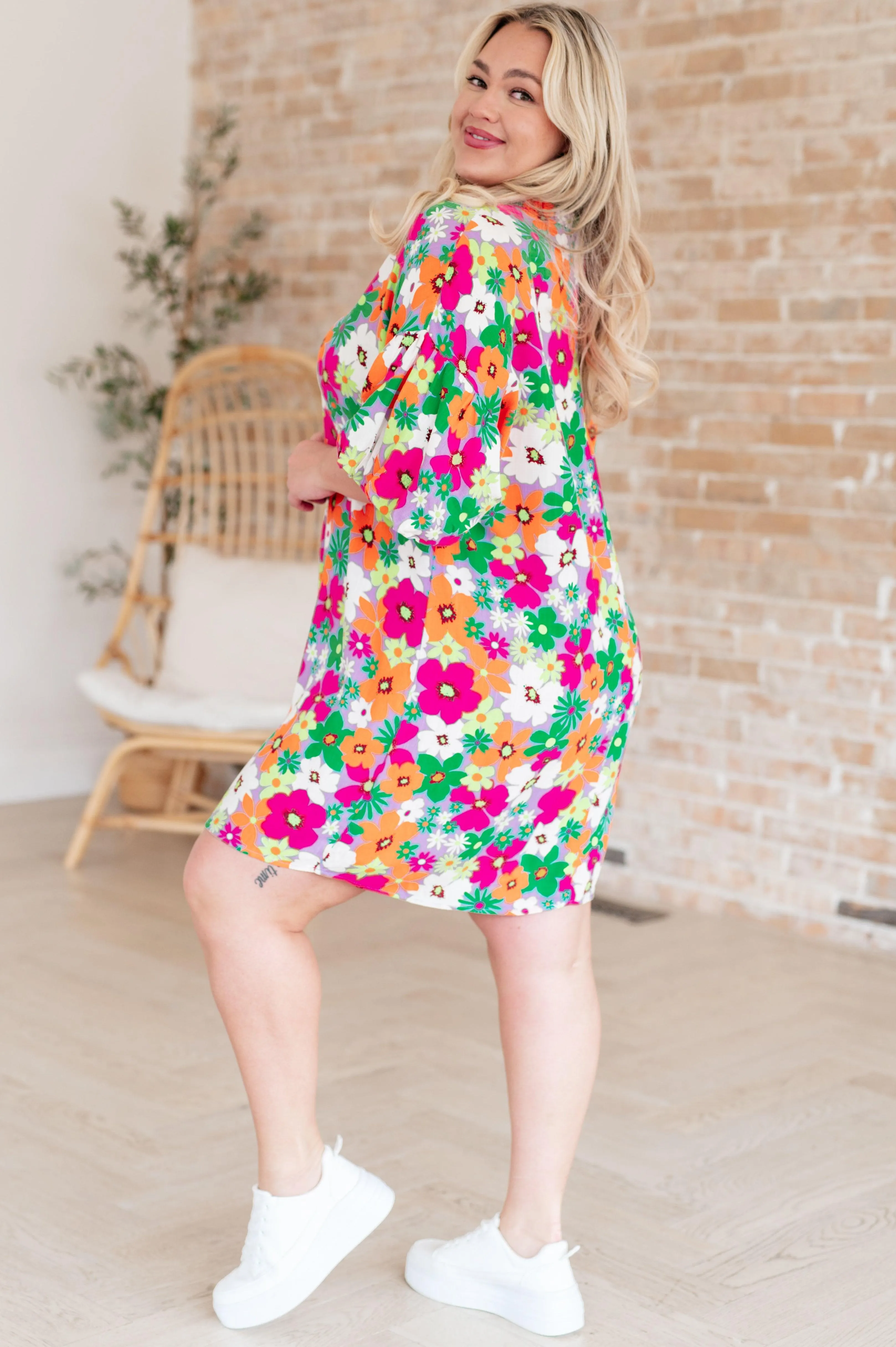 GeeGee Bubble Sleeve Floral Dress