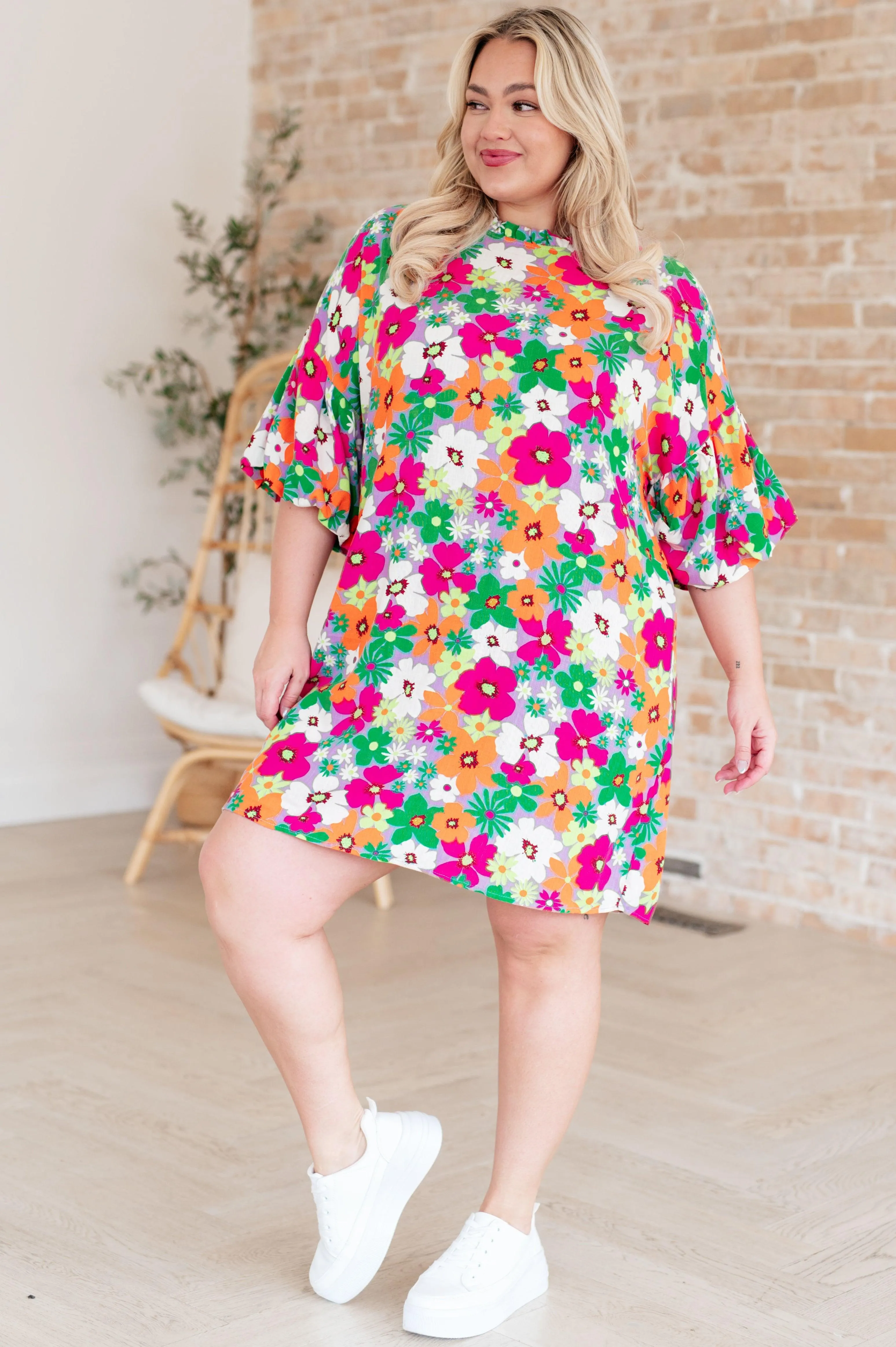 GeeGee Bubble Sleeve Floral Dress