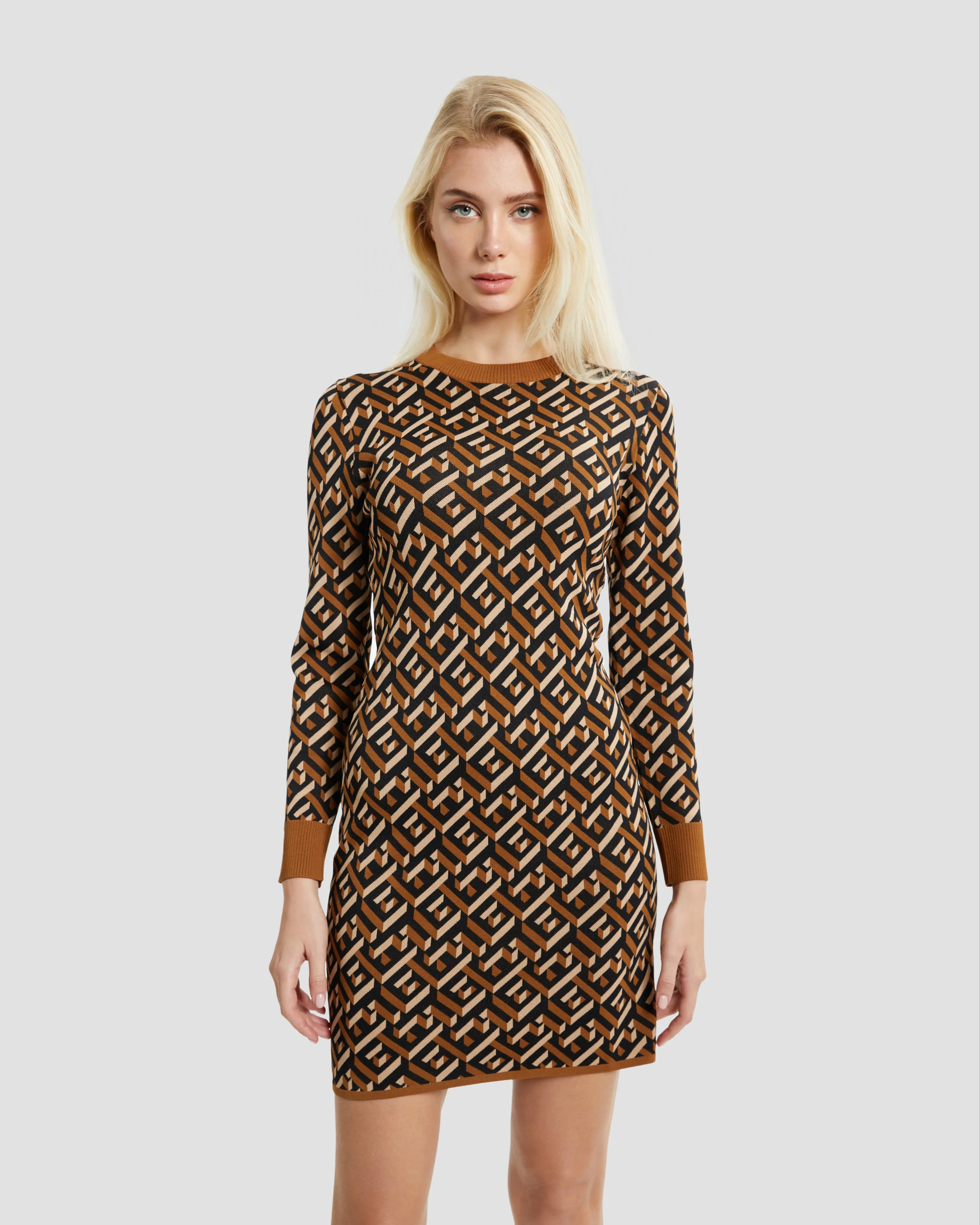 GF Patterned Long Sleeve Dress