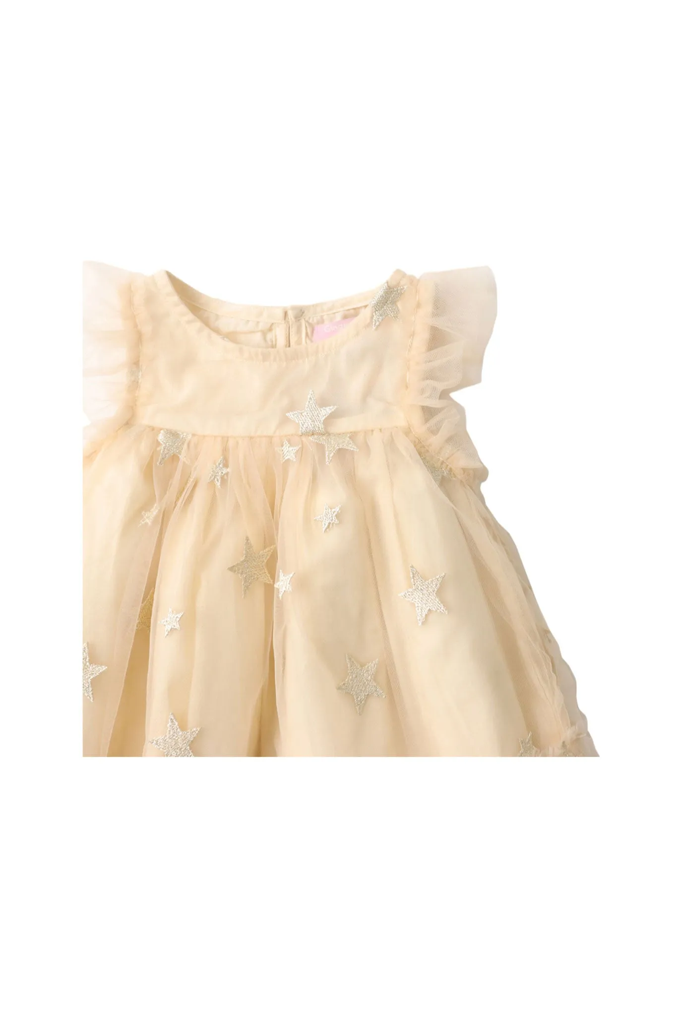 Gingersnaps Embroidered Gold Stars Tulle Dress