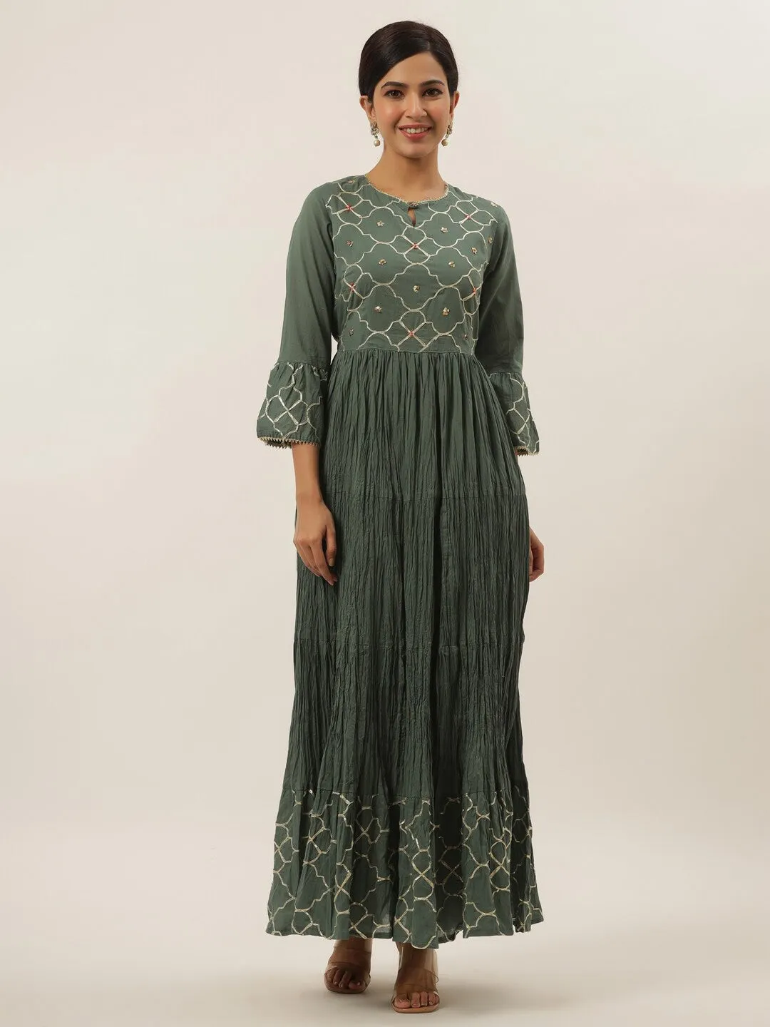 Grey Ethnic Maxi Dress