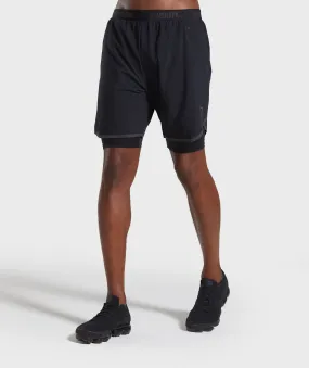 Gymshark 2 In 1 Tech Shorts - Black