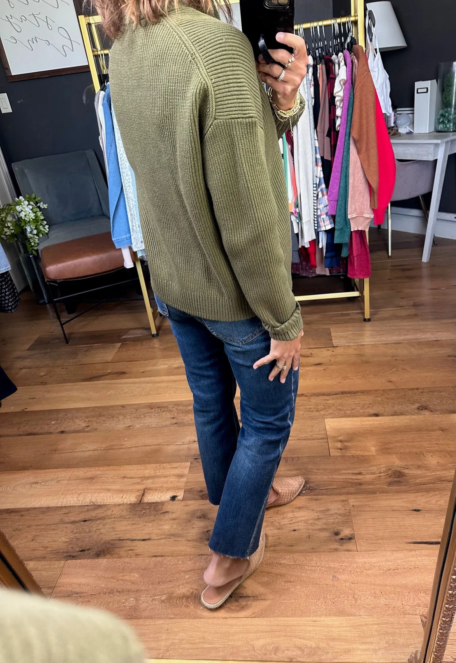 Hanging Onto Fall Textured Quarter-Zip - Olive