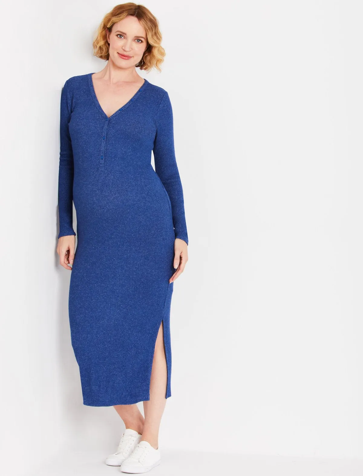 Henley Maternity Dress in Navy Peony