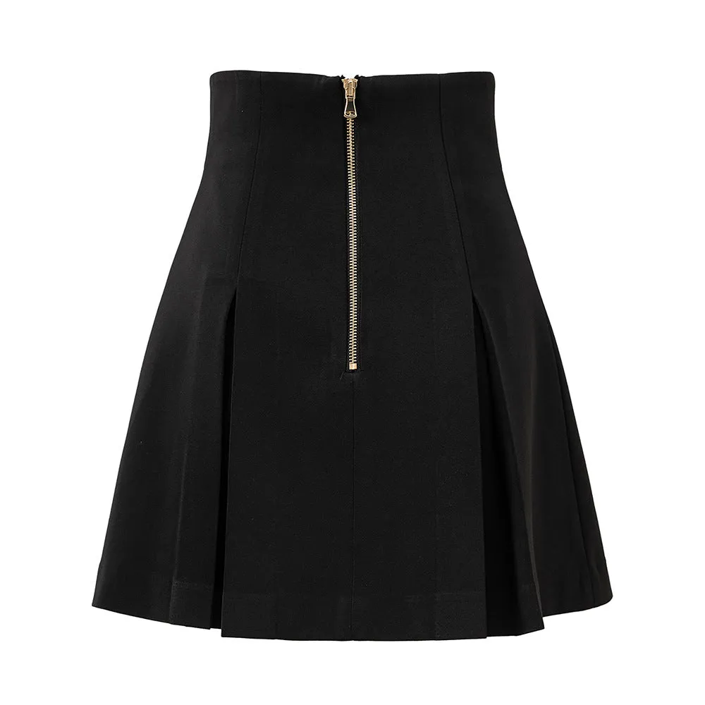 High Waisted Pleated Mini Skirt