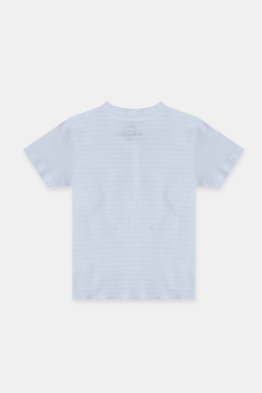 Infant Boys White Henley Jacquard T-Shirt