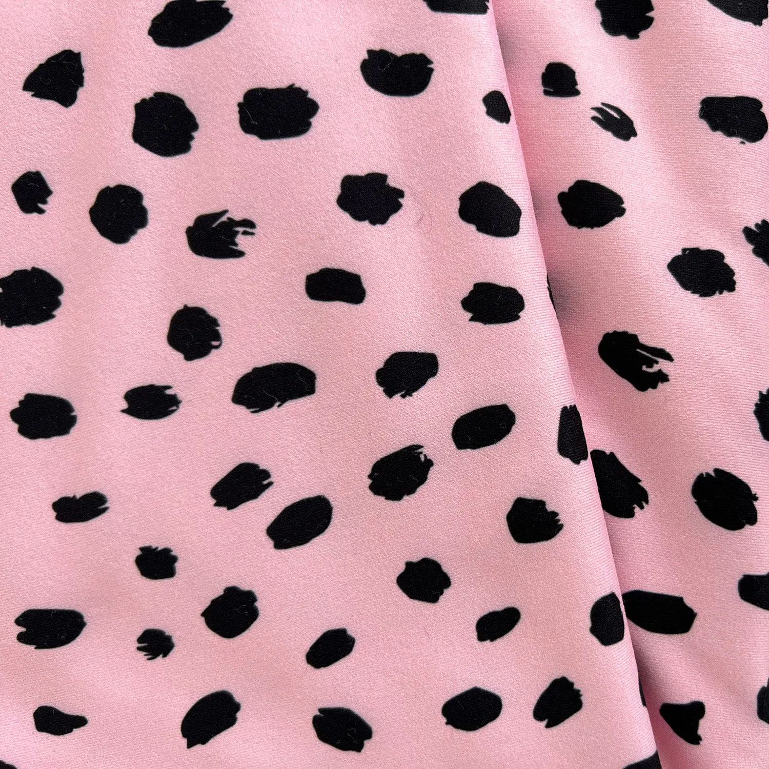 Jersey Knit Print | Pink Leopard Dots