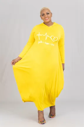 KaraChic CHH21046 Faith Hope Love Knit Hoodie Maxi Dress