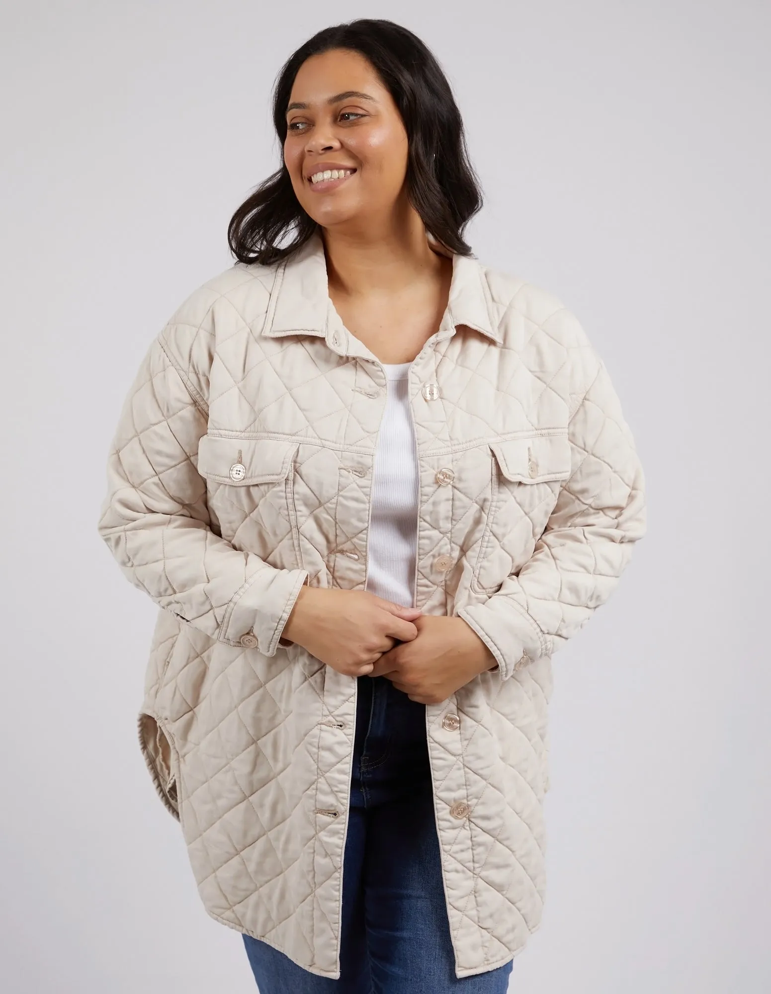 Katie Quilted Shacket Oatmeal