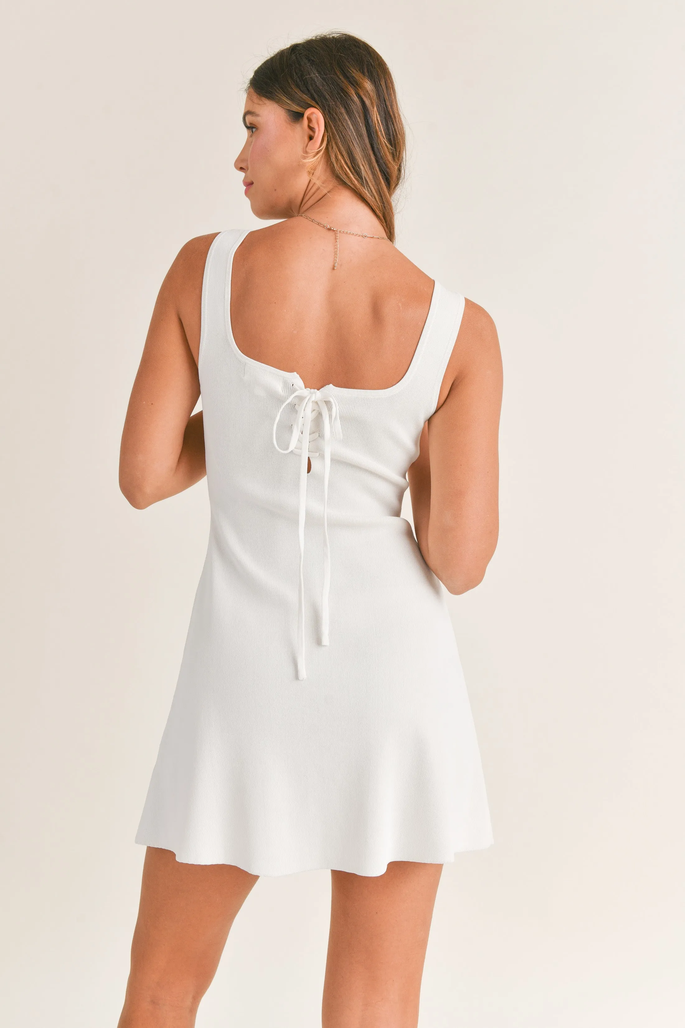 Kimber Fit & Flare Knit Back Lace Up Mini Dress