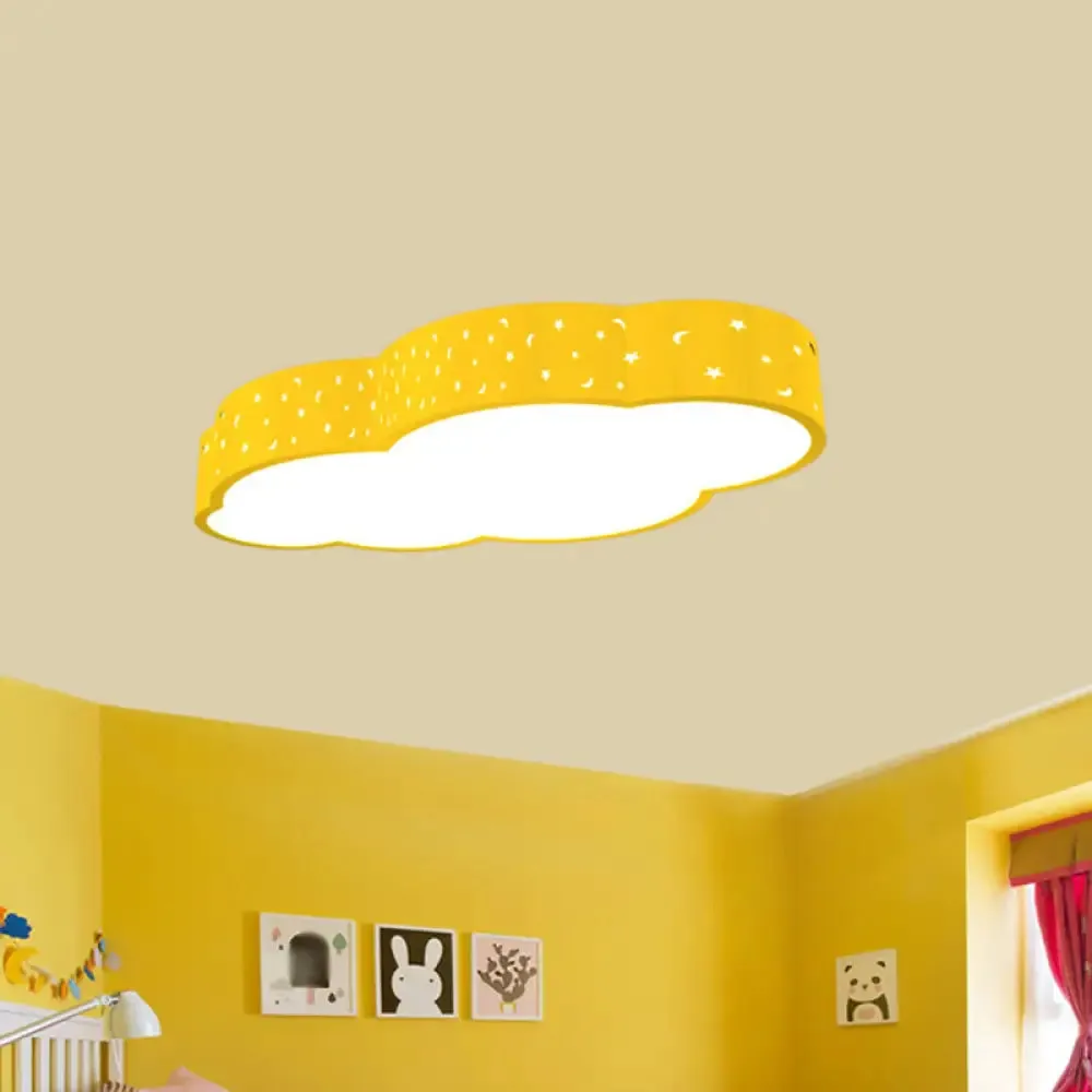 Kindergarten LED Flushmount Ceiling Light - 18"/20.5" W - Cloud Acrylic Shade - White/Yellow/Blue - Kid-Friendly Design