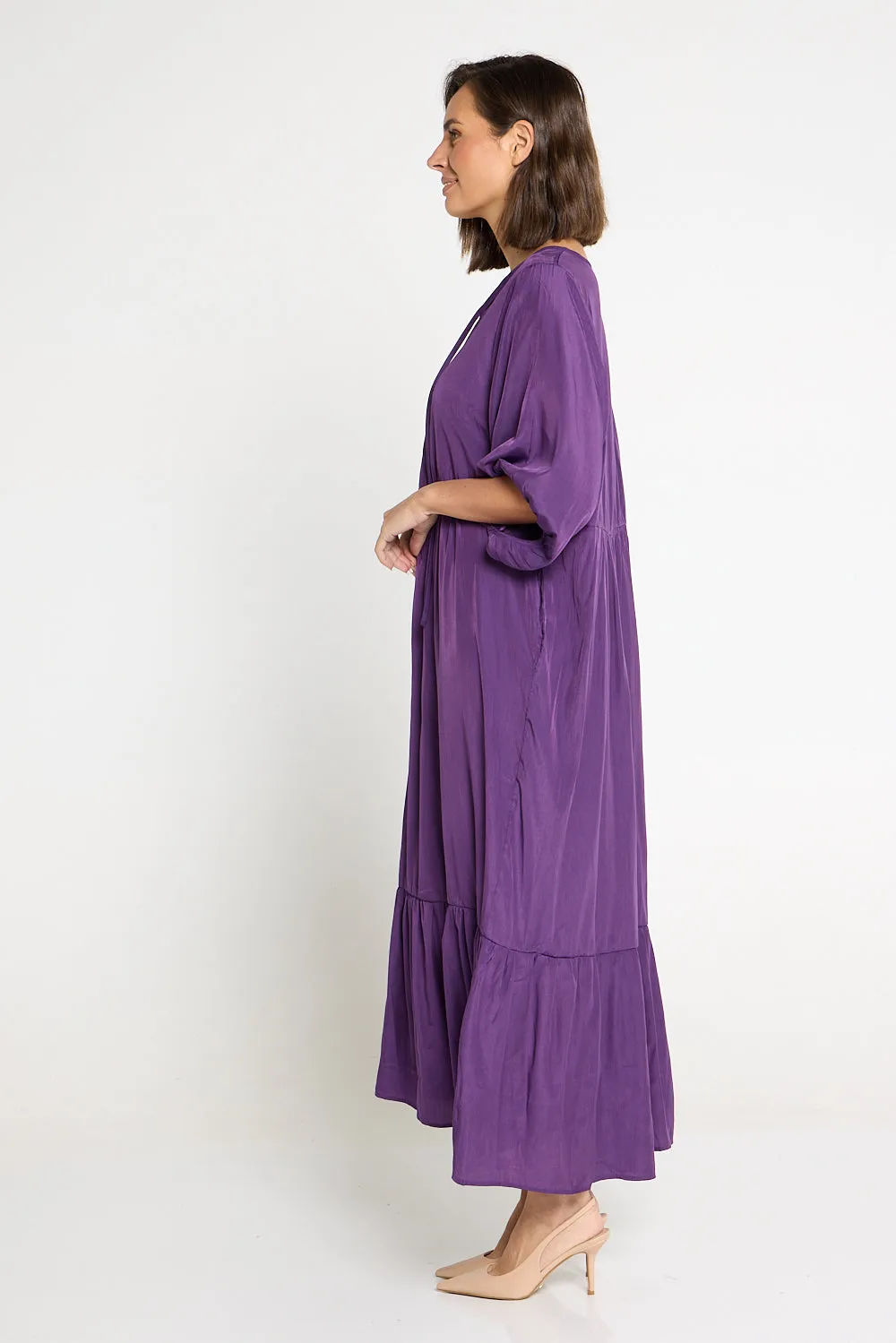 Kinsley Cotton Blend Dress - Purple