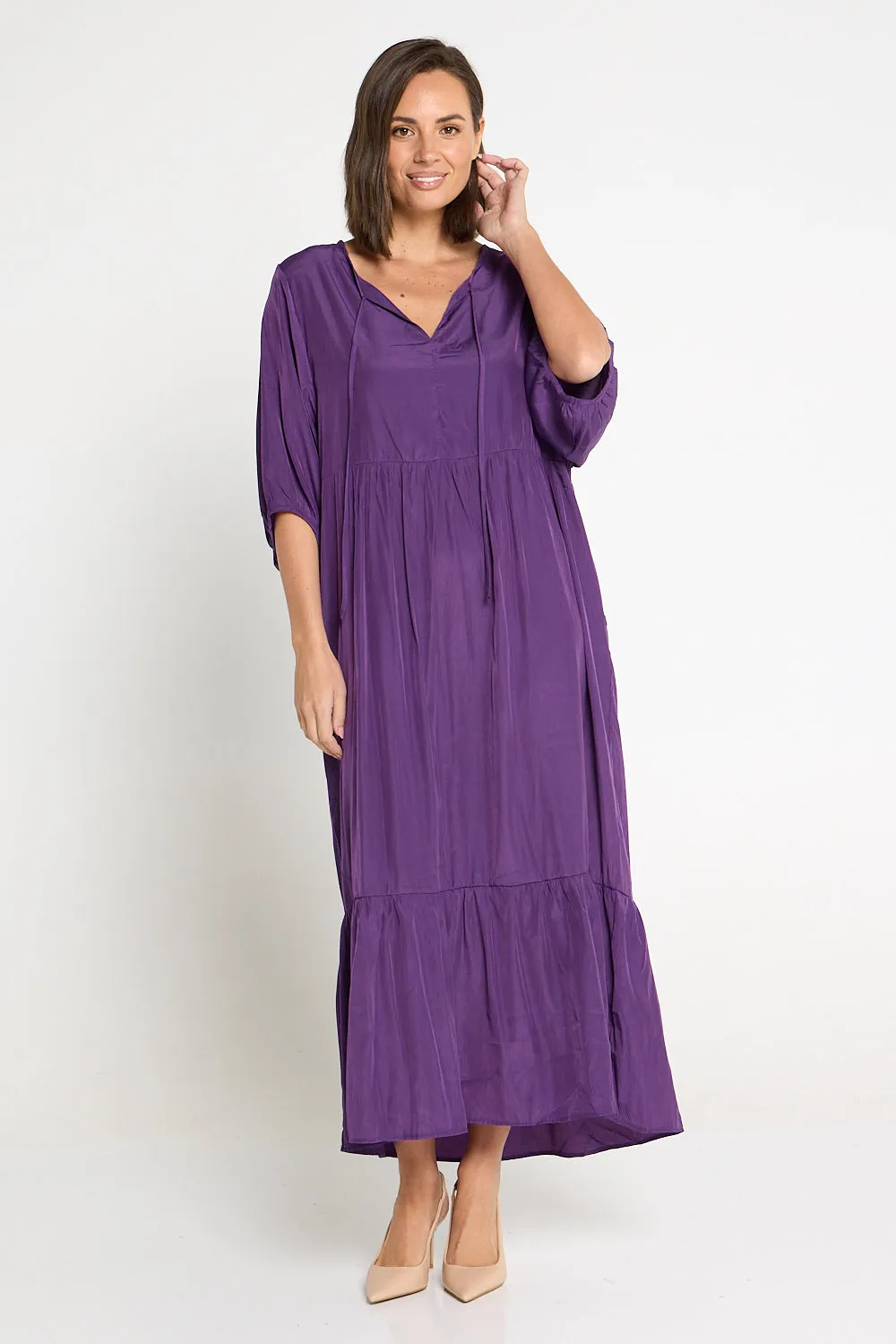 Kinsley Cotton Blend Dress - Purple