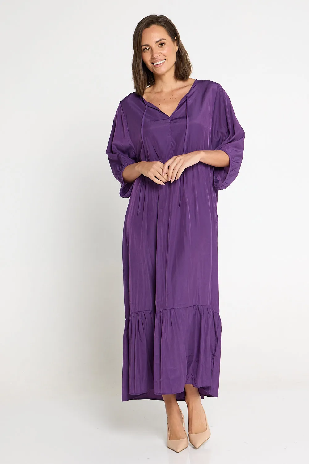 Kinsley Cotton Blend Dress - Purple