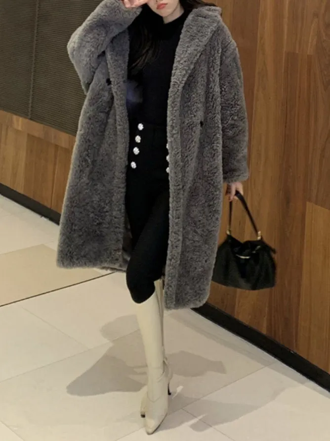 Lamb wool faux fur coat 9352