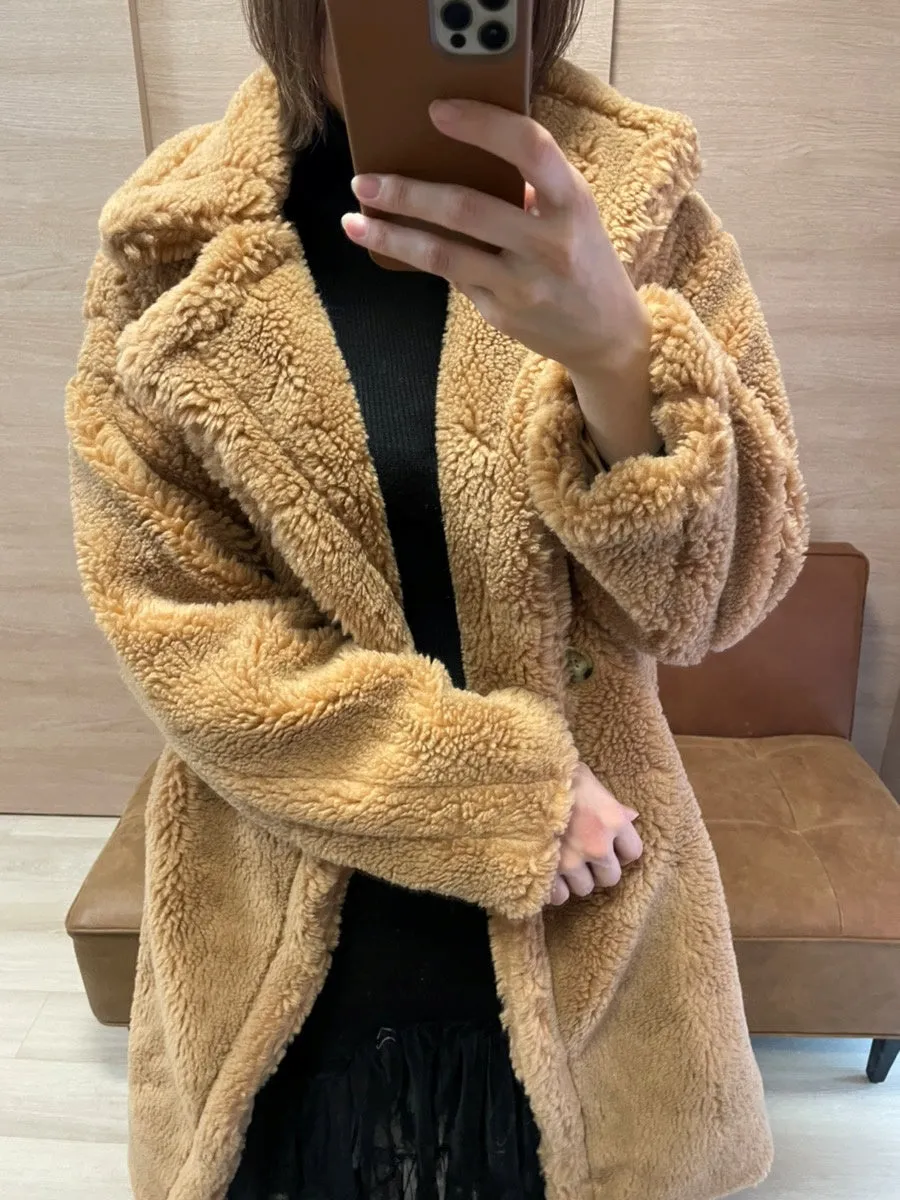 Lamb wool faux fur coat 9352