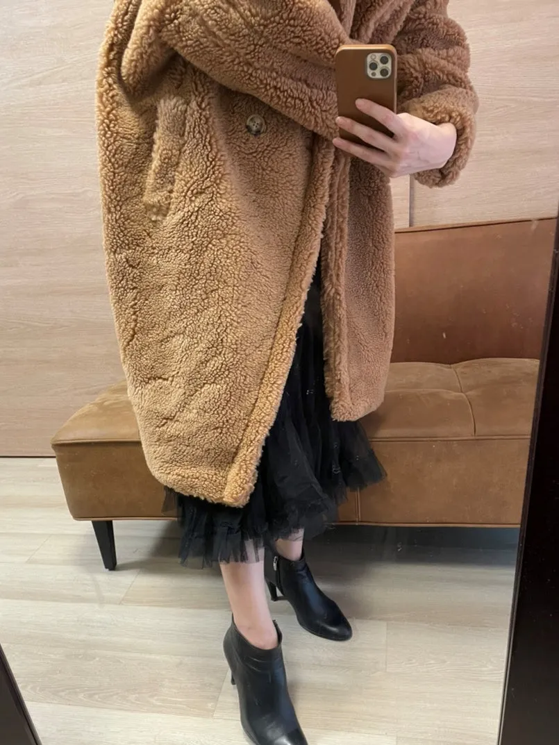 Lamb wool faux fur coat 9352