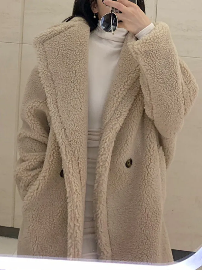 Lamb wool faux fur coat 9352