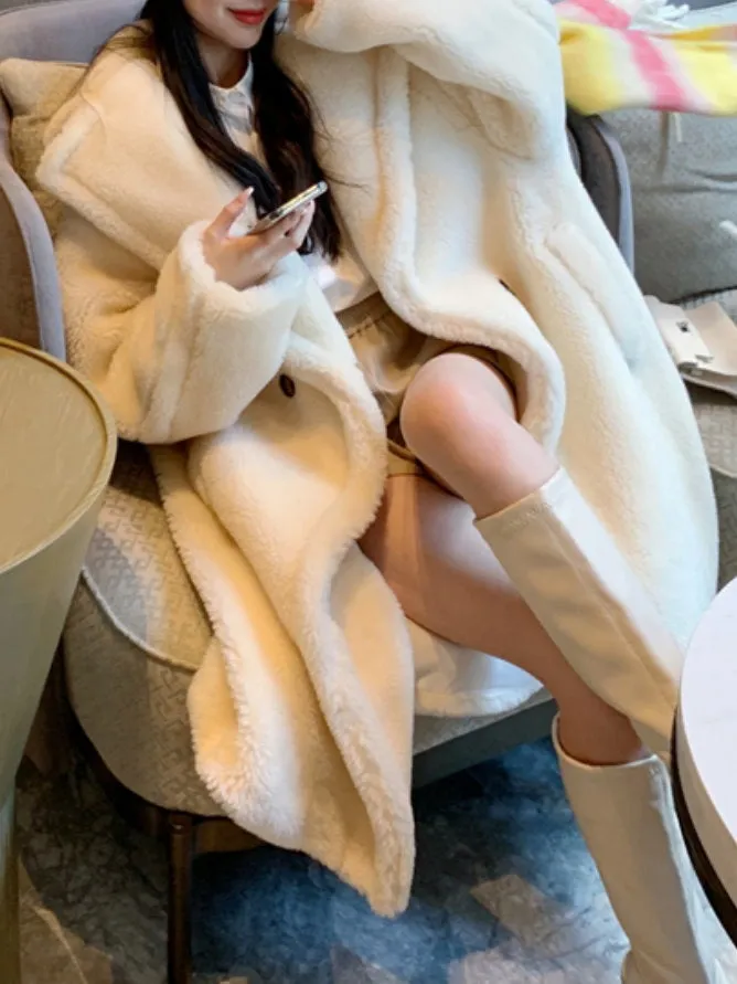 Lamb wool faux fur coat 9352