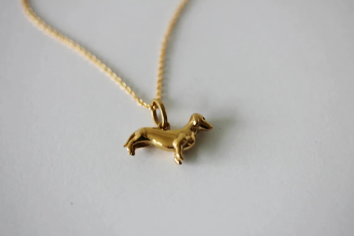 Little Gold Dachshund Charm