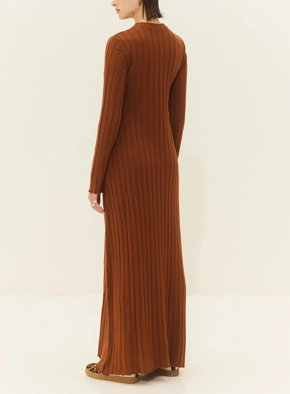 LONG KNIT DRESS "ALAMA" CHOCOLATE