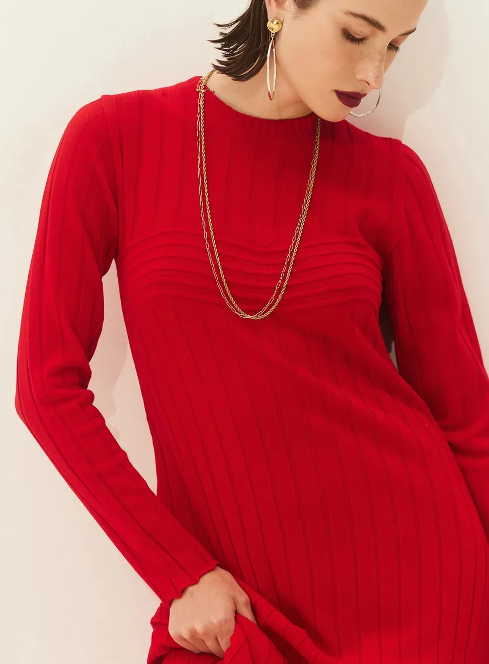 LONG KNIT DRESS "ALAMA" RED