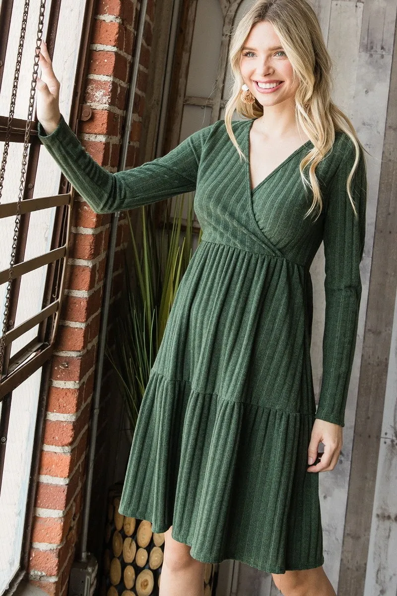 Long Sleeve Wrap Front Dress