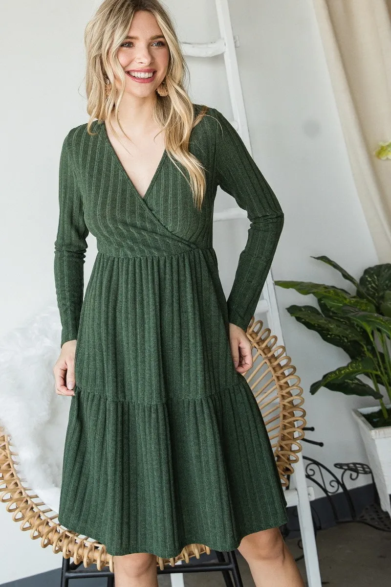 Long Sleeve Wrap Front Dress