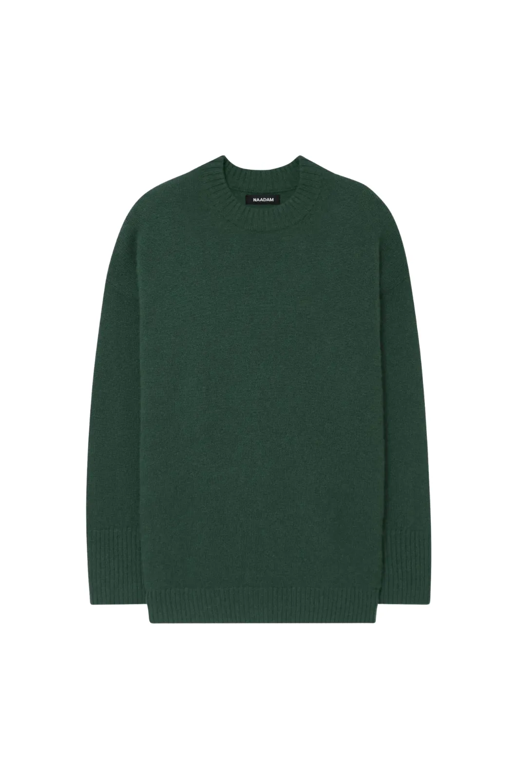 Luxe Cashmere Oversized Crewneck Sweater, Dark Green